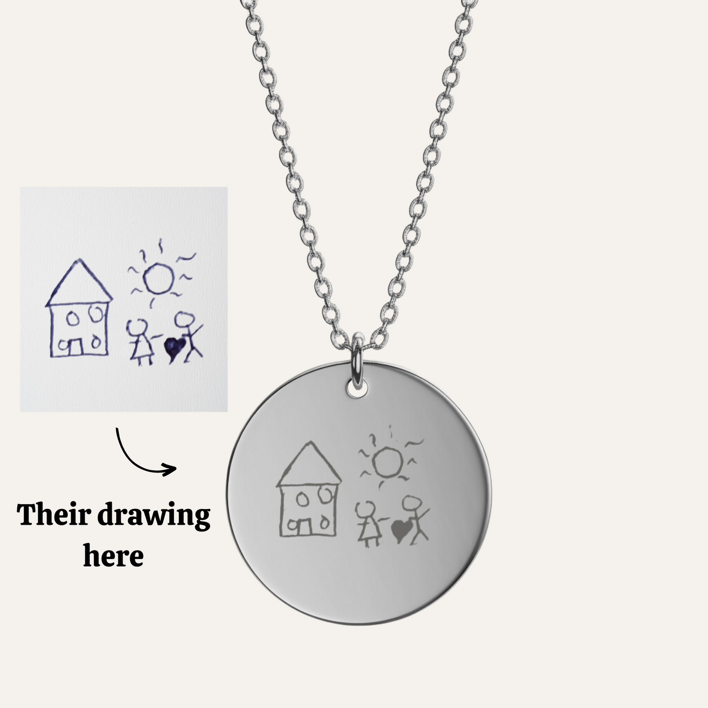 Sketch Pendant - 18k Gold Plated Engraved Necklace