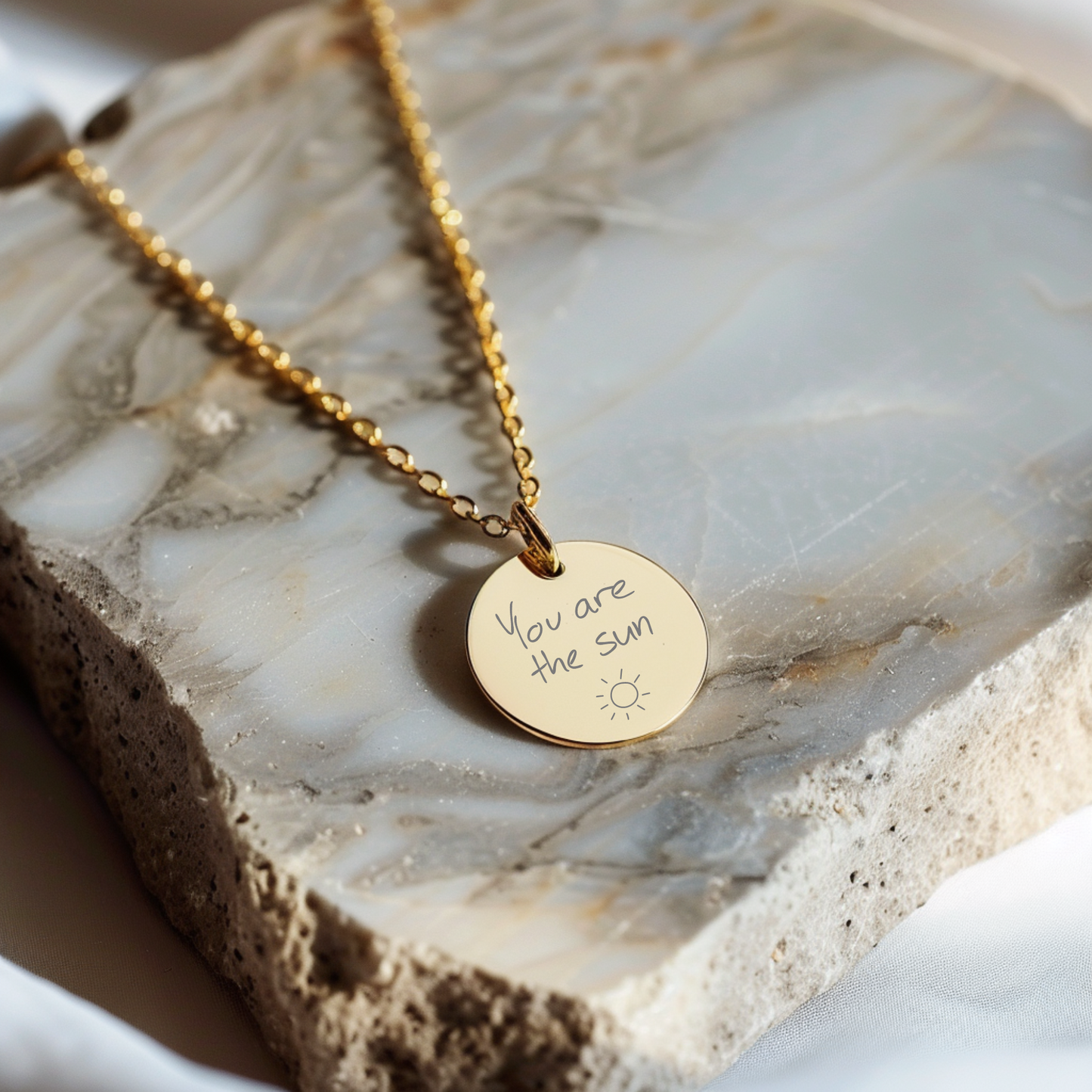 Signature Pendant - 18k Gold Plated Engraved Necklace