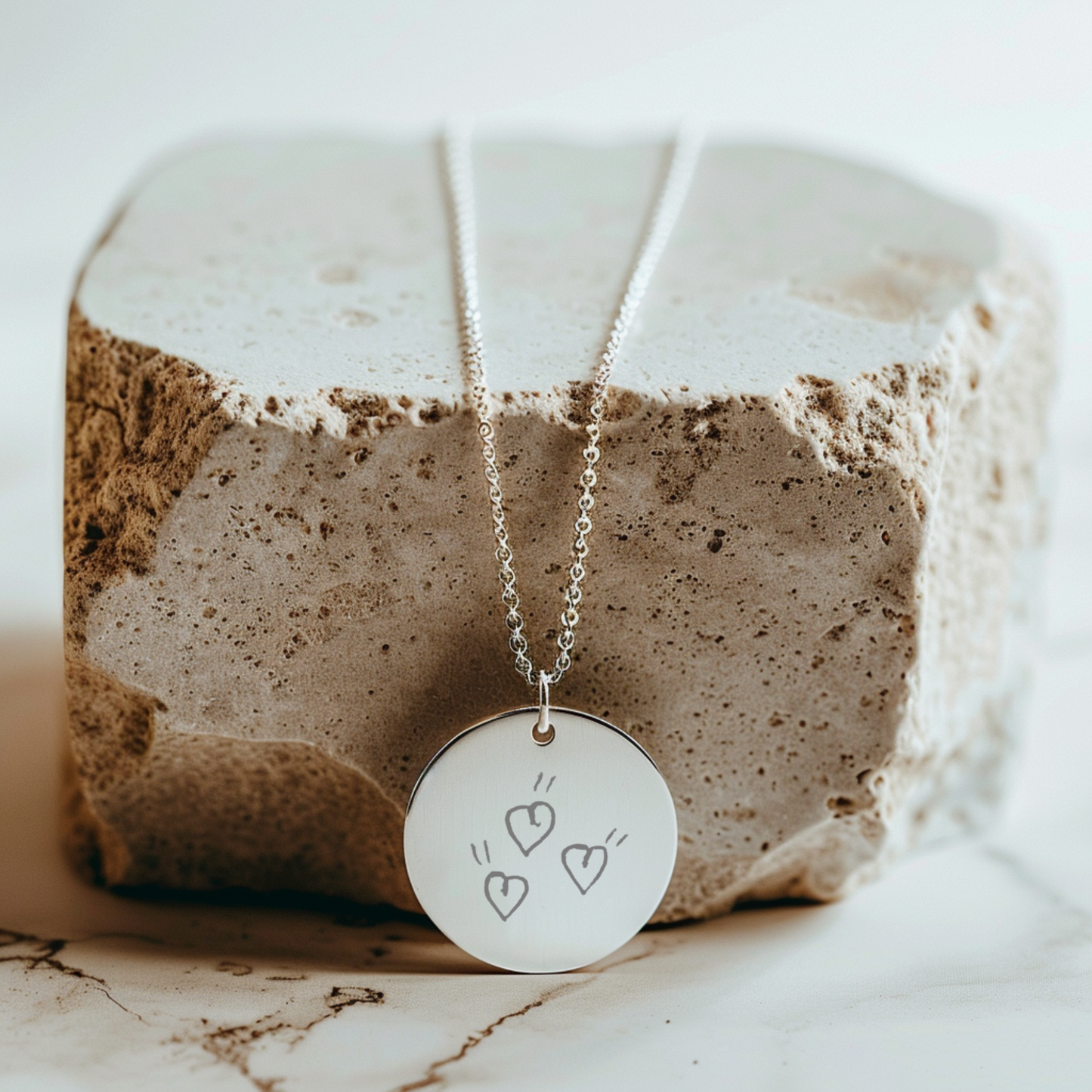 Sketch Pendant - 18k Gold Plated Engraved Necklace