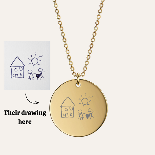 Sketch Pendant - 18k Gold Plated Engraved Necklace