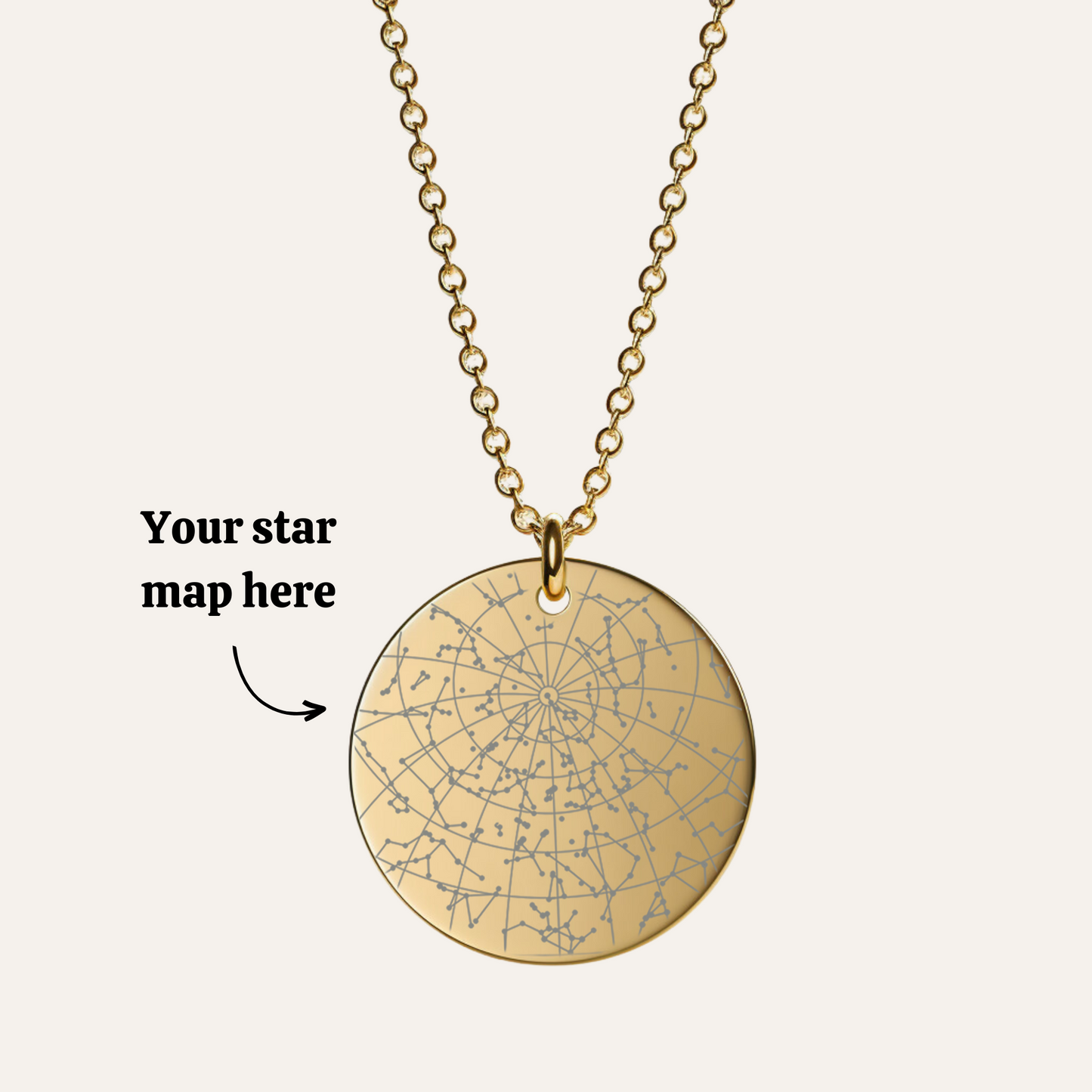 Star Map Pendant - 18k Gold Plated Engraved Necklace