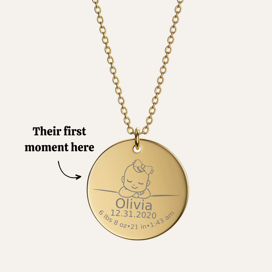 Memento  Pendant - 18k Gold Plated Engraved Necklace