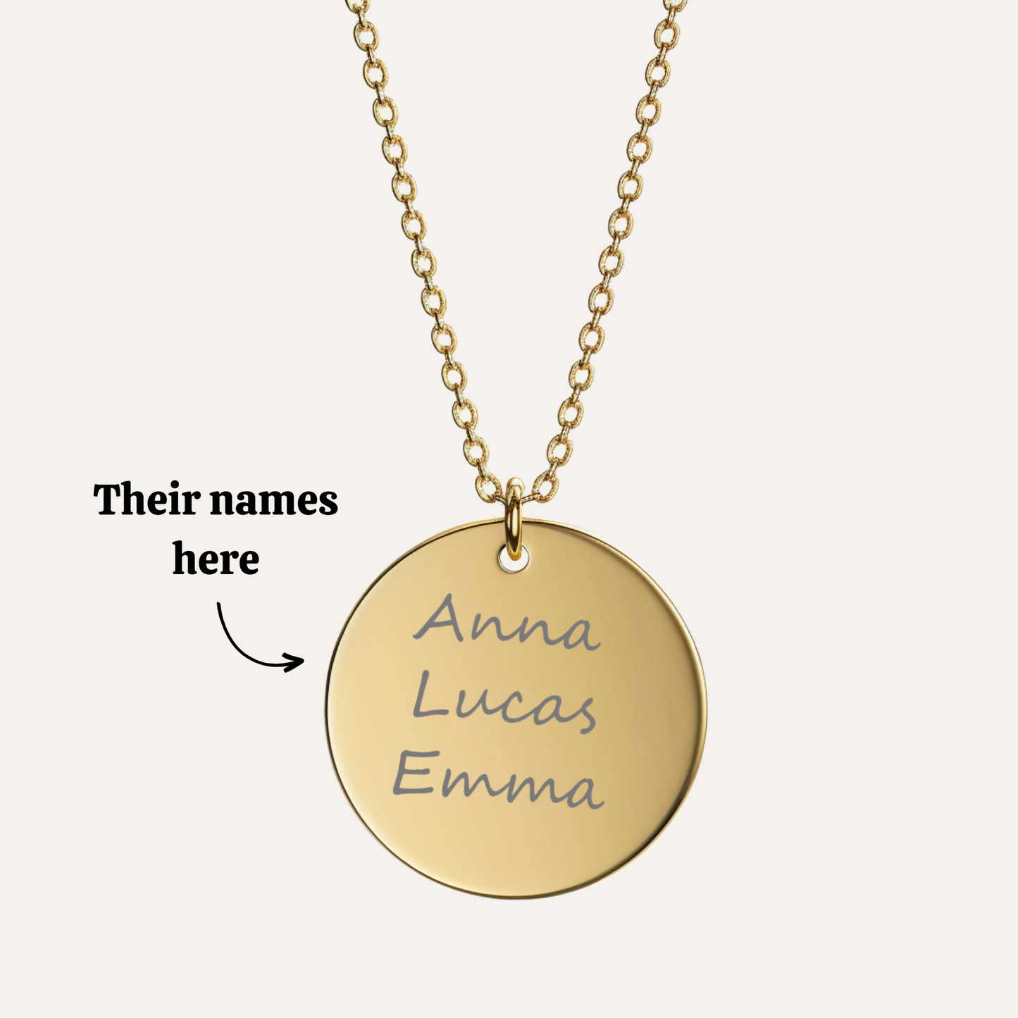 Name Pendant - 18k Gold Plated Engraved Necklace