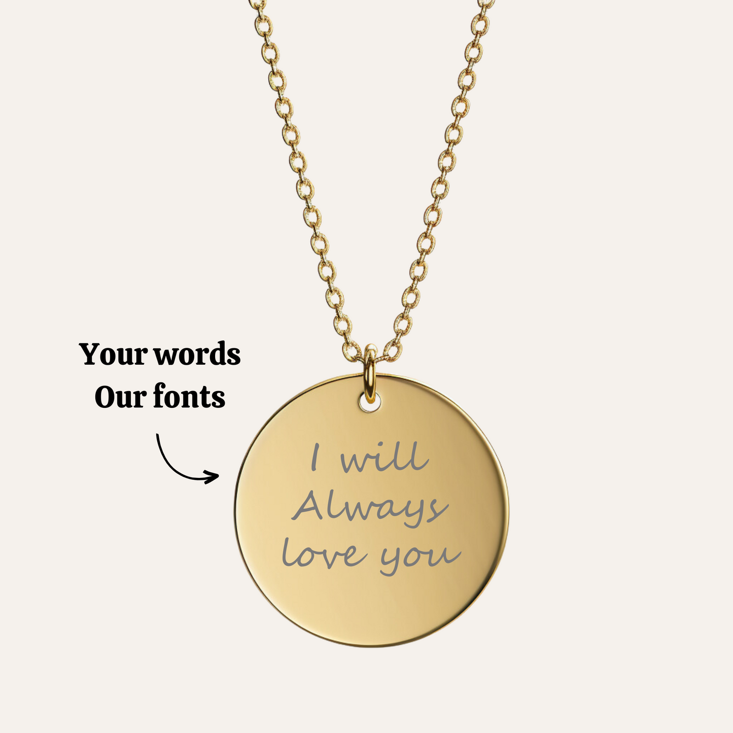 Prose Pendant - 18k Gold Plated Engraved Necklace