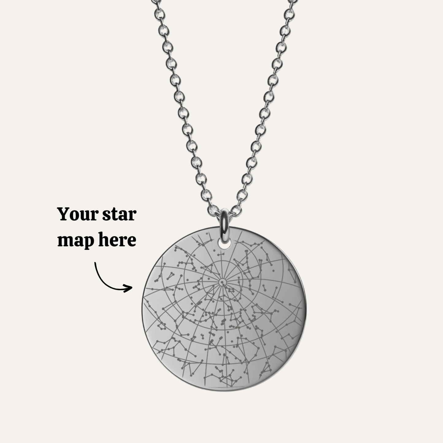 Star Map Pendant - 18k Gold Plated Engraved Necklace