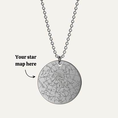 Star Map Pendant - 18k Gold Plated Engraved Necklace