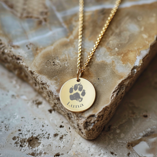 Pawfect Pendant - 18k Gold Plated Engraved Necklace